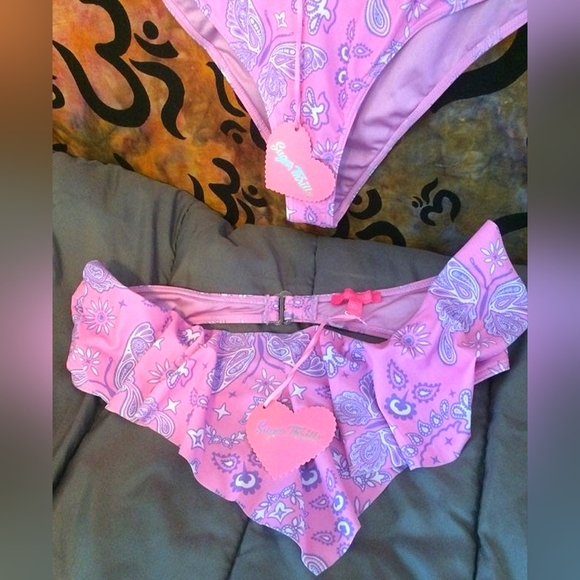 Bikini Sugar Thrillz Bandeau Top Paisley Butterfly 2 Piece XL NWT - Picture 8 of 8